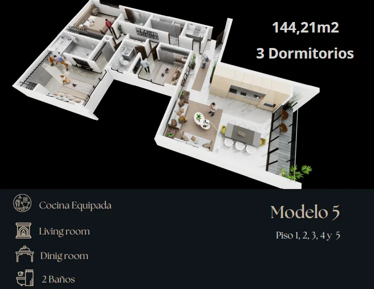Planta 3 Dormitorios en suite