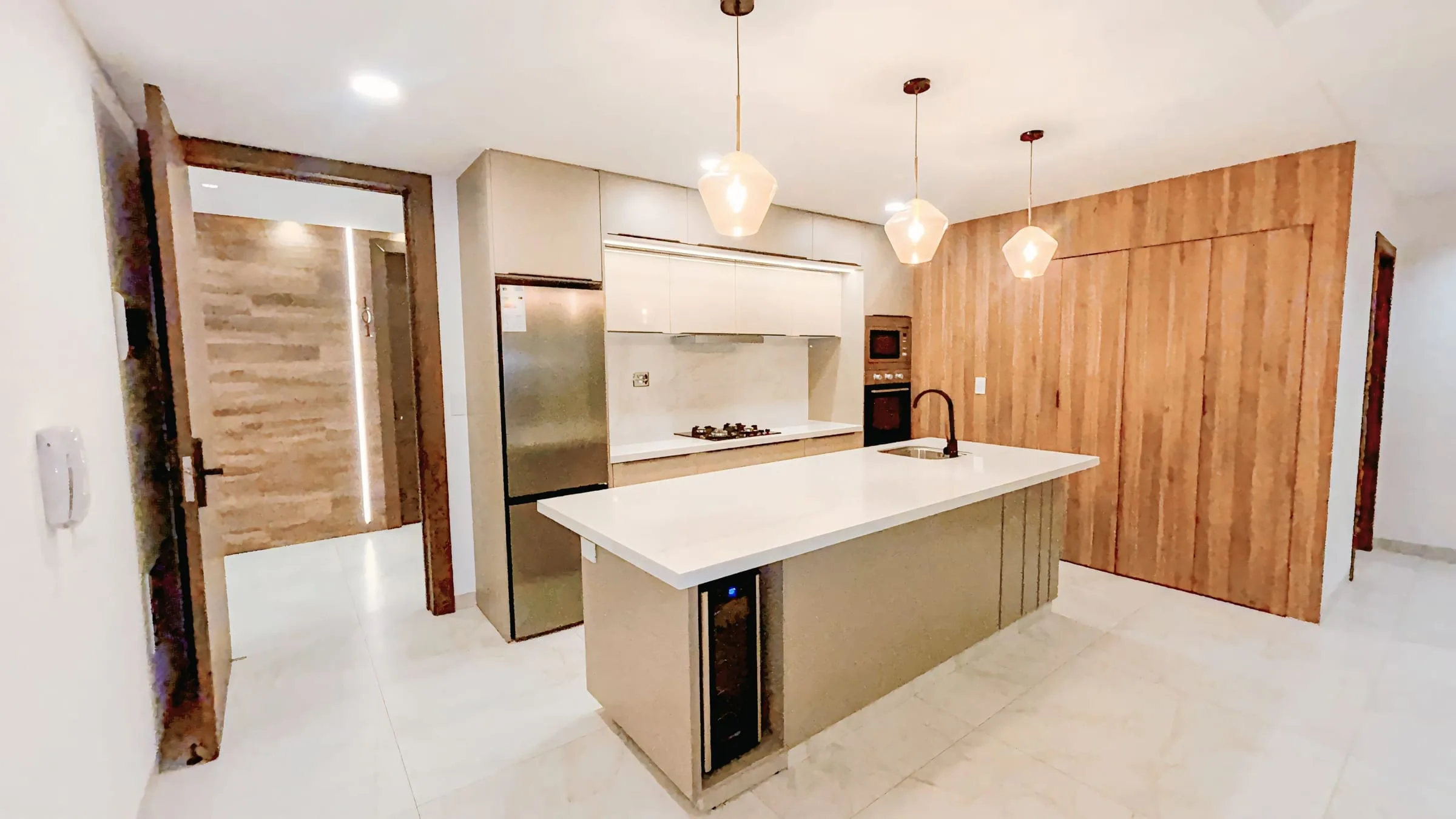 Ambiente cocina con pendant lights